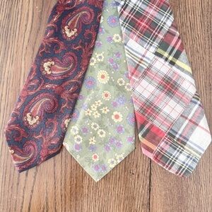 J.Crew GAP Lands End Cotton Tie Lot (3) paisley floral plaid Classic Designer HW